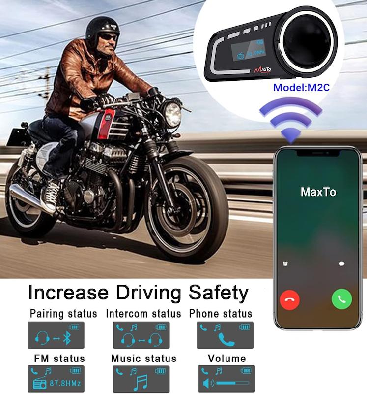 بلوتوث هلمت Maxto M2C نصب شده روی کلاه ایمنی موتور