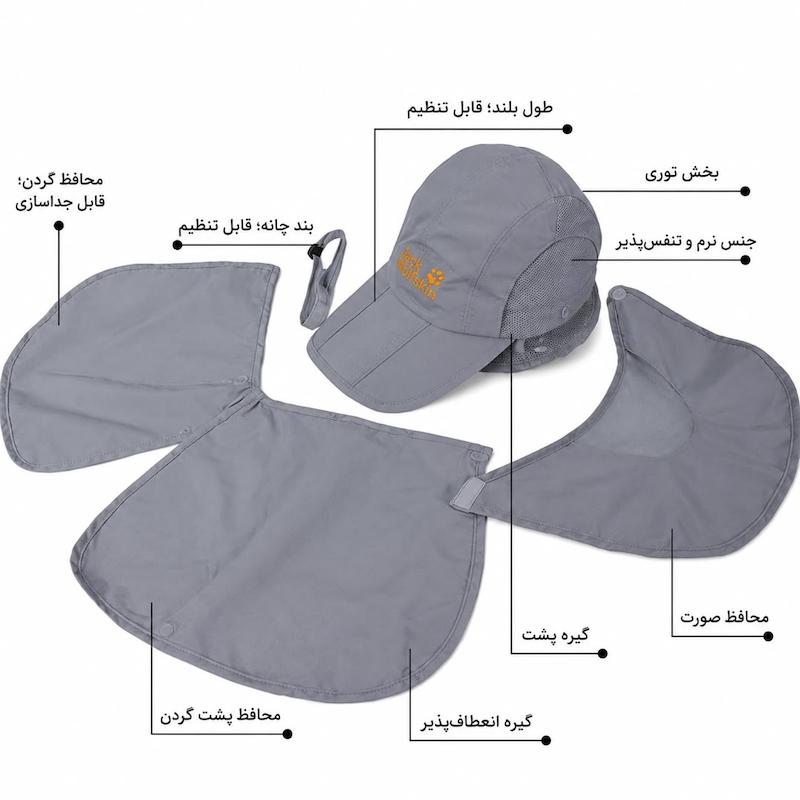 کلاه سه‌تکه کوهنوردی جک ولف‌اسکین Jack Wolfskin با محافظ گردن و صورت
