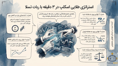استراتژی اسکلپ ۳ دقیقه‌ای طلا با ربات تسلا و اندیکاتور HMA