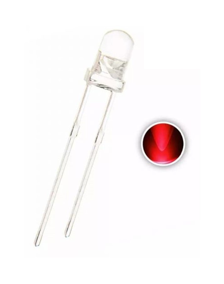 led شفاف قرمز 3 میلیمتر