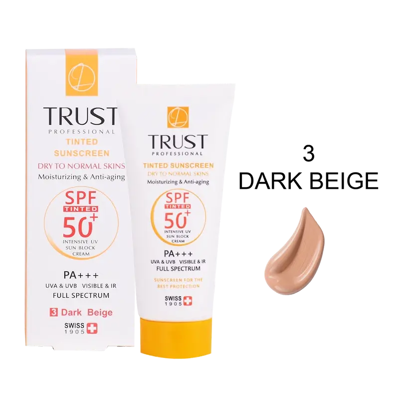 کرم ضد آفتاب رنگی و ضد پیری بژ تیره (پوست خشک تا نرمال) (2024)