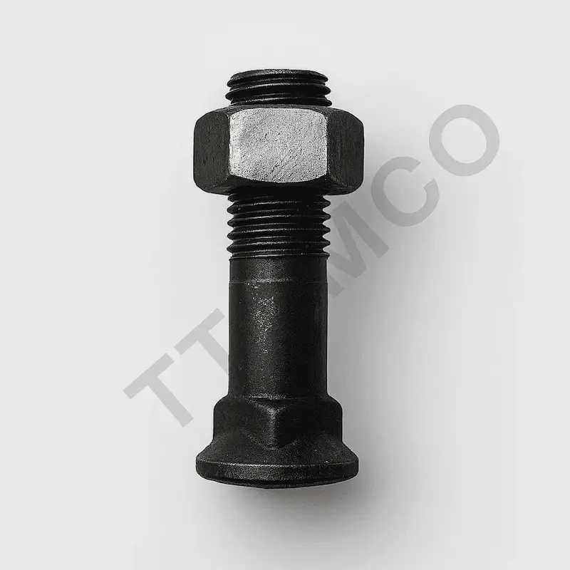 تصویر پیچ گوشه بلدوزر 355 کوماتسو (Corner Bolt) گرید ۱۰.۹ با پوشش ضدخوردگی و مهره سنگین – مناسب اتصال Corner Bit در پروژه‌های راهسازی و معدنی