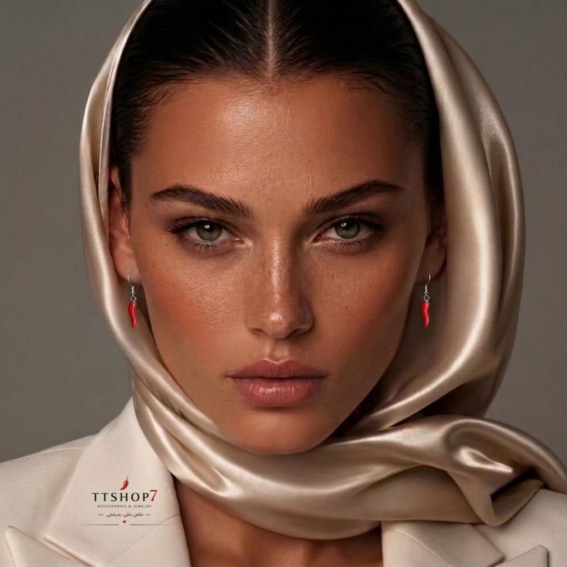 گوشواره فلفل قرمز tt chili ترند سال استیل رنگ ثابت