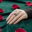 انگشتر زنانه سیاه قلم زیر خاکی طرح تیارا رنگ ثابت 