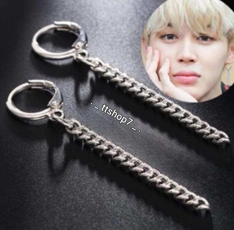 گوشواره و پیرسینگ آویز کیپاپی جیمین و جونگکوک بی تی اس BTS استیل و رنگ ثابت