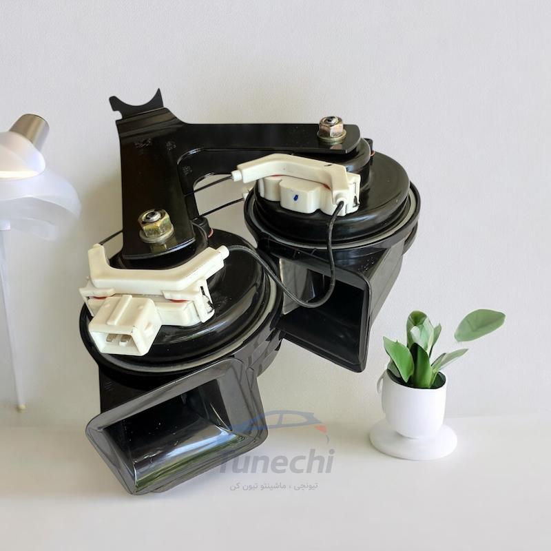 بوق دوقلو RC با پایه و سوکت فابریک مخصوص پژو ۲۰۶ و ۲۰۷ - جفتی