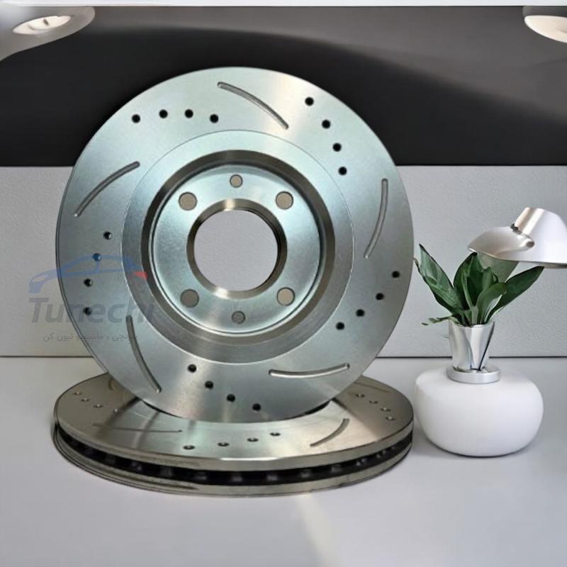 دیسک ترمز جلو سوراخدار شیاردار آسمکو ASMCO پژو 206 تیپ 5 / پژو 207