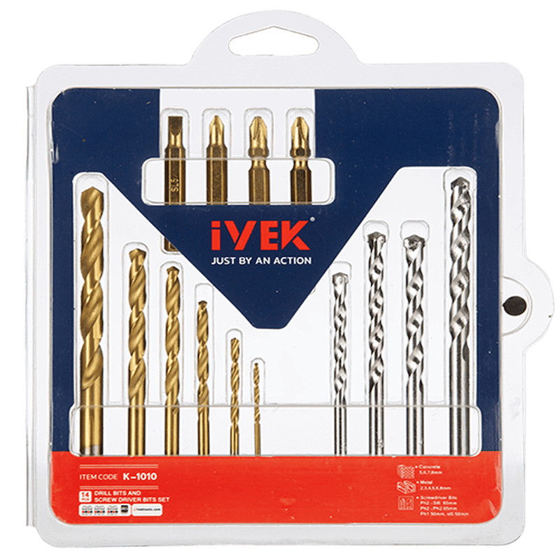 ست سرپیچ گوشتی و مته ۱۴ پارچه مدل K-1010ایوک (IYEK)