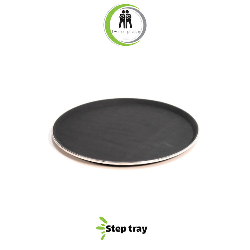 سینی گرد استپ دار لبه استیل 35 سانتی متری