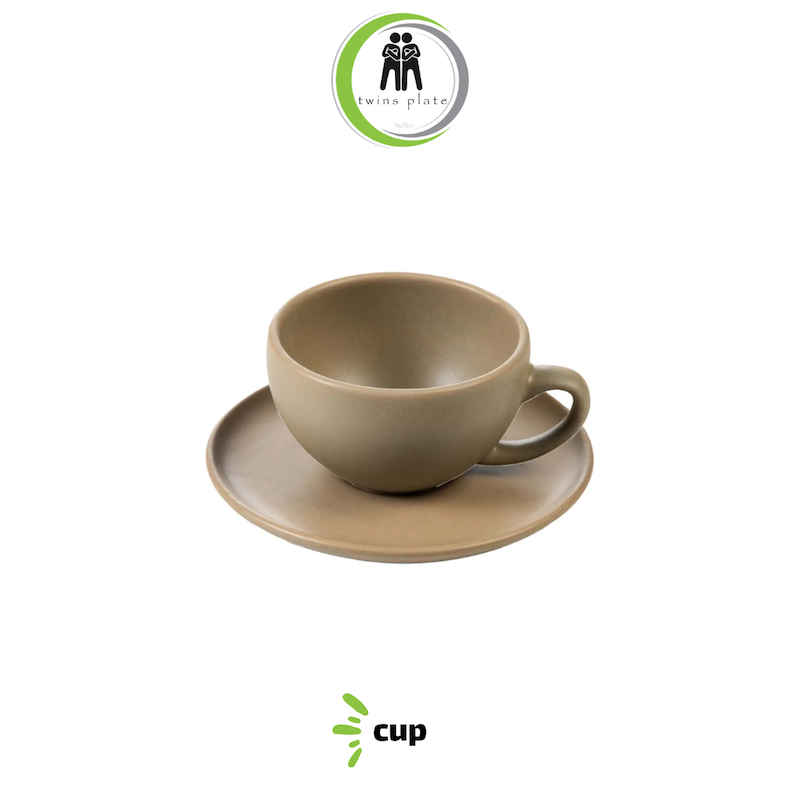 فنجان و نعلبکی سرامیکی ۲۵۰ میلی‌لیتری کرم دوریکا