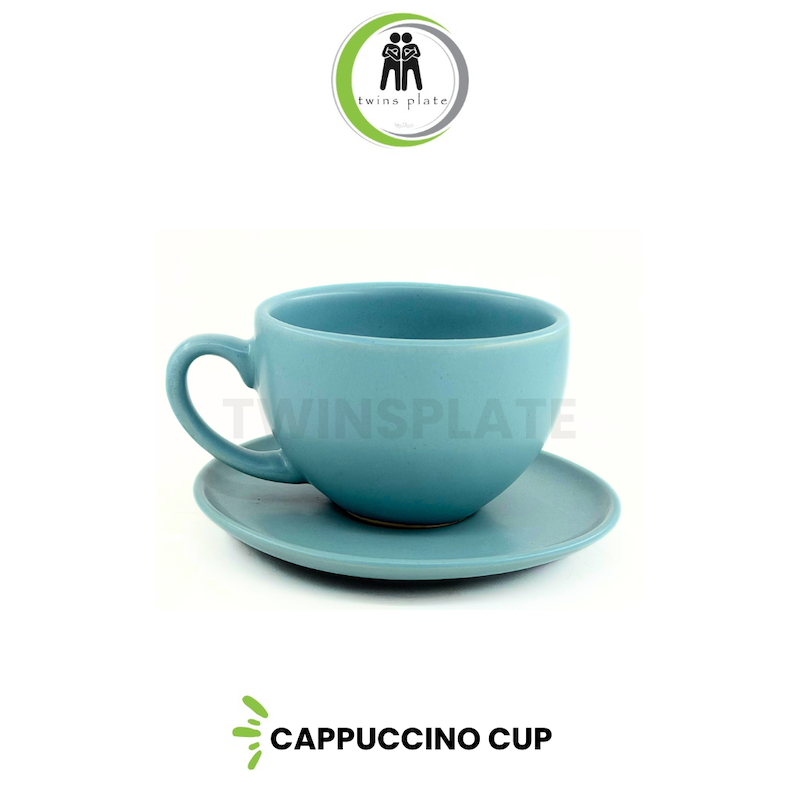 فنجان و نعلبکی کاپوچینو آبی پاستیلی