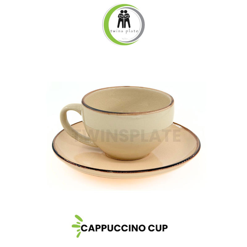 فنجان و نعلبکی کاپوچینو کرم تَرَک