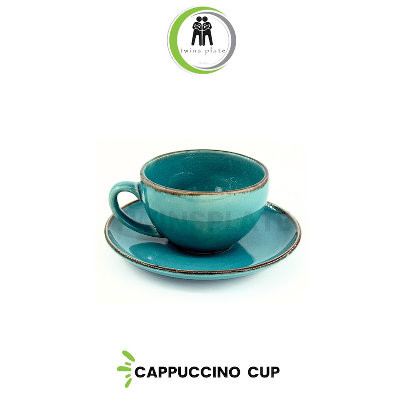 فنجان و نعلبکی کاپوچینو آبی تَرَک
