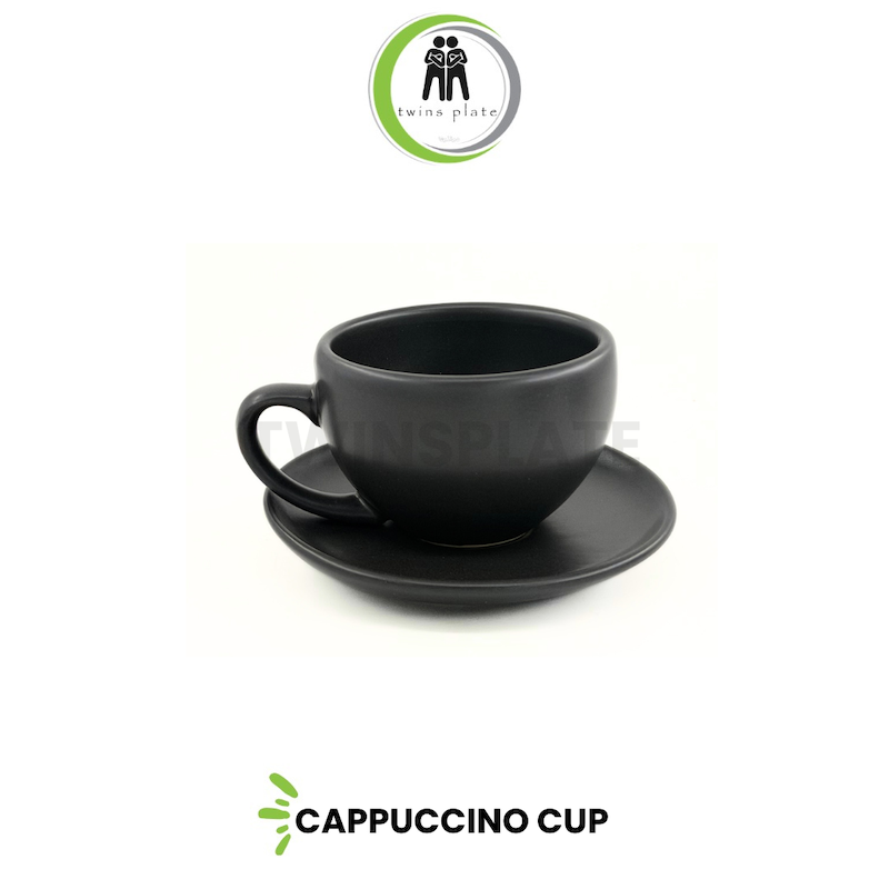 فنجان و نعلبکی کاپوچینو مشکی مات