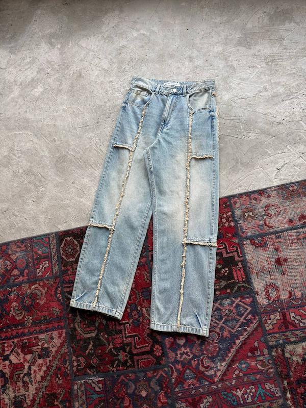شلوار جین آبی یخی دوخت کثیف