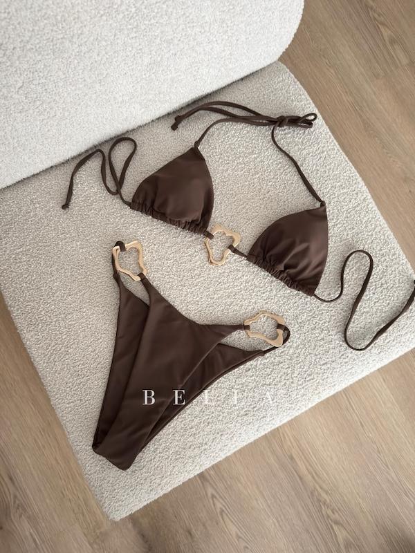 بیکینی دو تیکه قهوه ای 