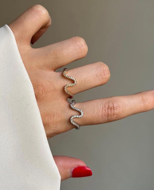 انگشتر فول نگین موج