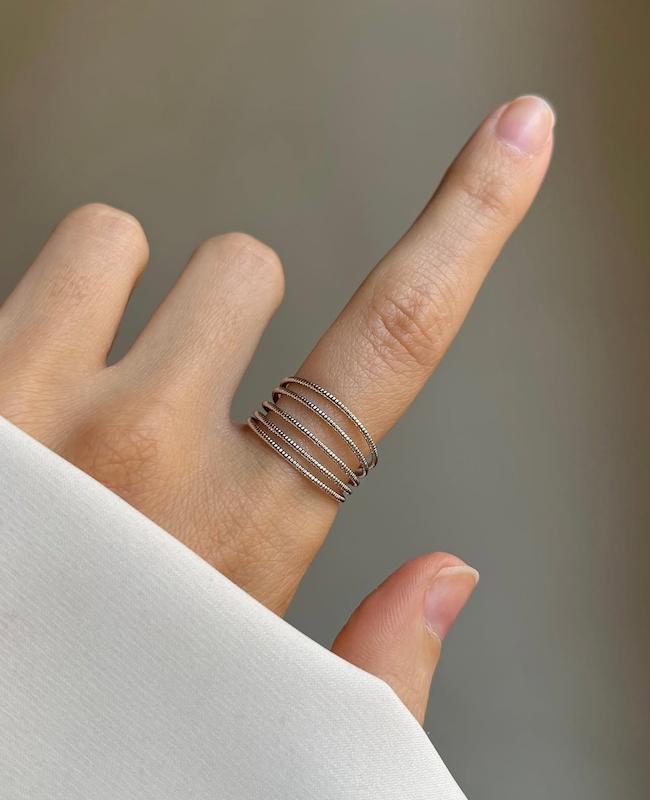 انگشتر چند لایه نقره ای