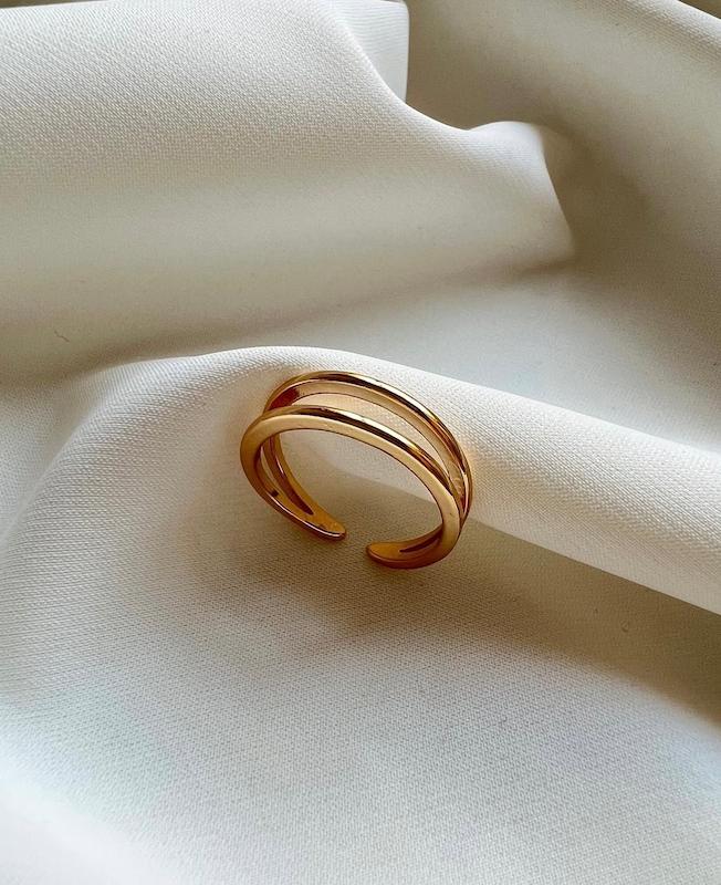 انگشتر دو لایه ساده طلایی