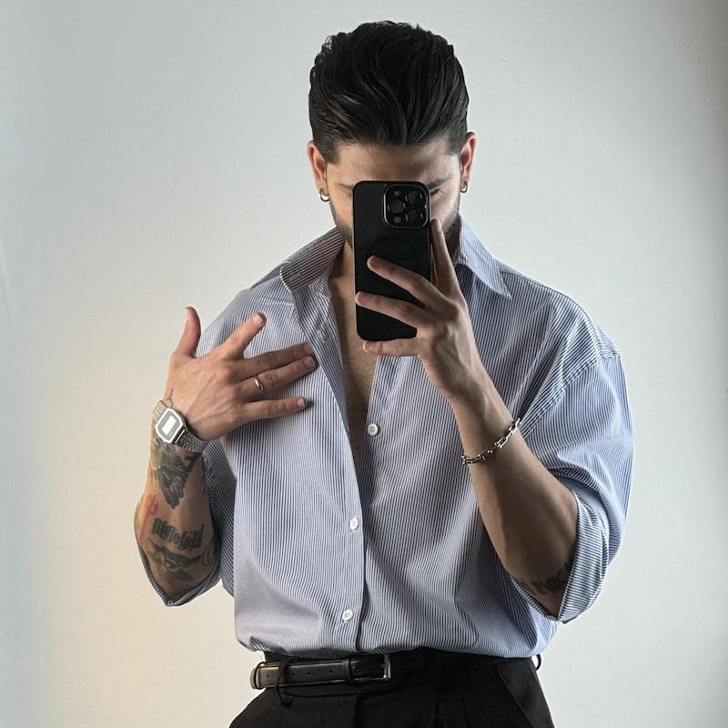 پیراهن راه راه آبی