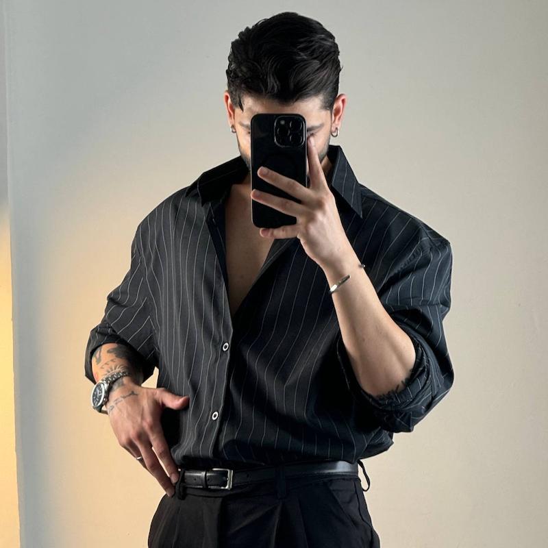 پیراهن راه راه مشکی