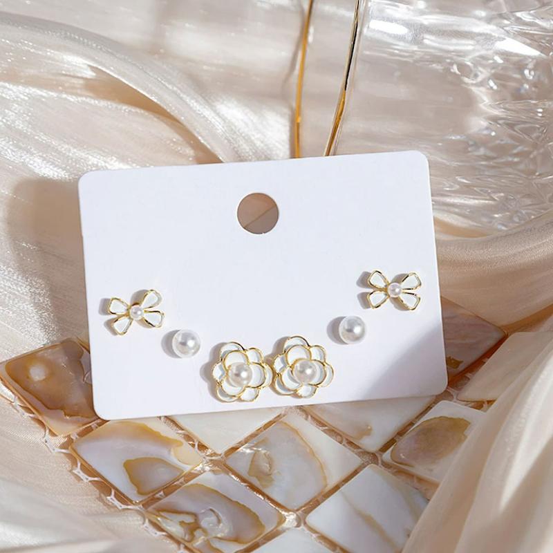 گوشواره میخی زنانه صدفی مجموعه 3 عددی کد 128