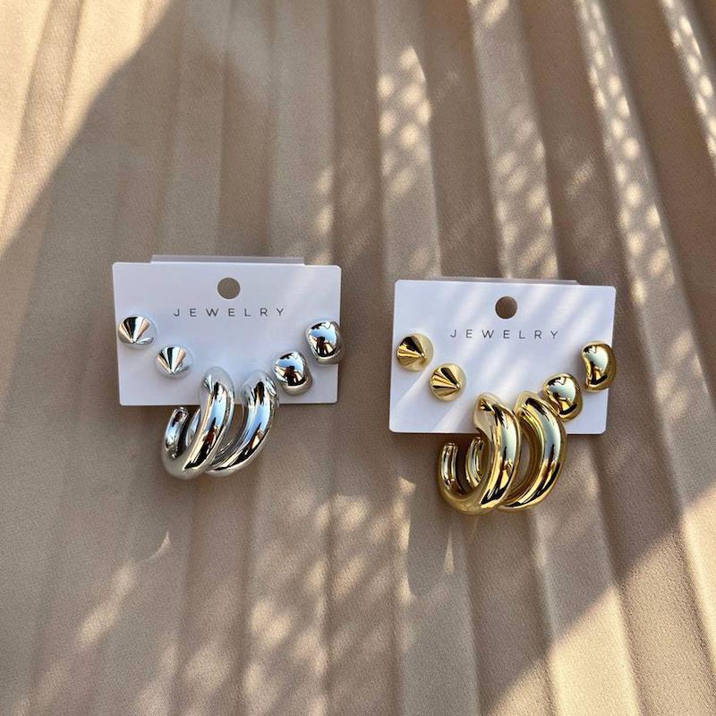 گوشواره میخی زنانه کد TE1426 مجموعه 3 عددی