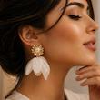 گوشواره زنانه مدل گل و پارچه کد T104