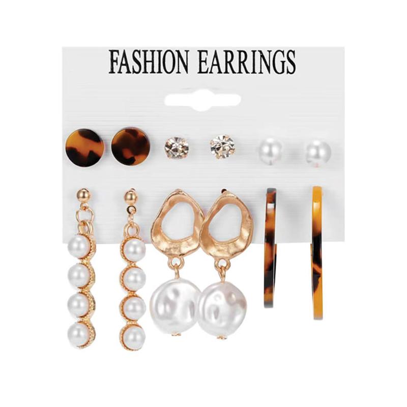 گوشواره میخی زنانه کد 109 مجموعه 6 عددی