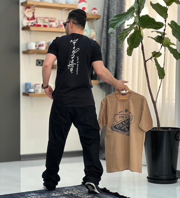تیشرت پنبه طرح دار prada