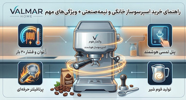 راهنمای جامع انتخاب اسپرسوساز خانگی و نیمه‌صنعتی + رازهای فوم شیر غلیظ و بی‌نقص