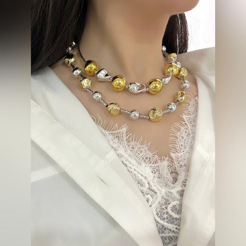 گردنبند گوی دفرمه دو رنگ
