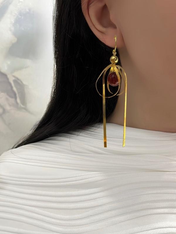 گوشواره پاپیون گلد مروارید زرشکی