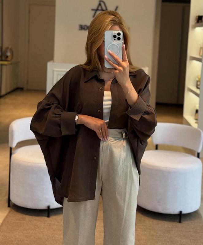 شومیز پانچ قهوه ای