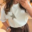 تیشرت سفید استار/STAR نیمه پلنگی