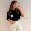 تیشرت مشکی استار/STAR کامل نقره ای