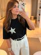تیشرت مشکی استار/STAR کامل نقره ای
