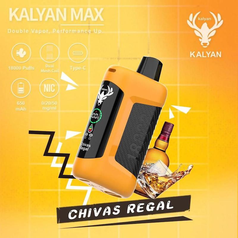 پاد یکبار مصرف کلیان مکس (Kalyan Max) 18000 پاف طعم ویسکی رگال – Kalyan Max Whisky Regal