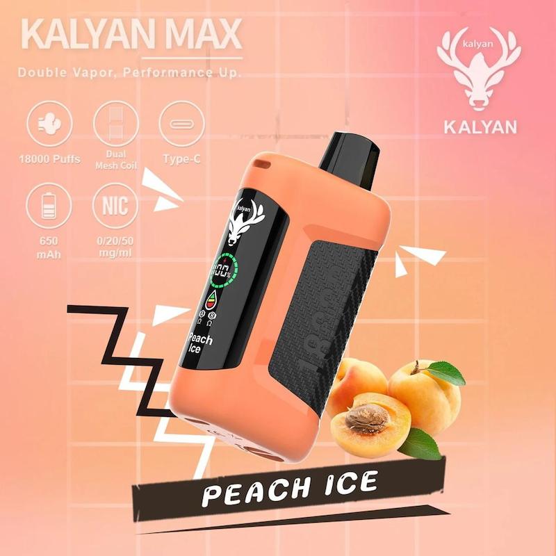 پاد یکبار مصرف کلیان مکس (Kalyan Max) 18000 پاف طعم هلو یخ – Kalyan Max Peach Ice