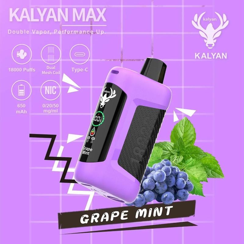 پاد یکبار مصرف کلیان مکس (Kalyan Max) 18000 پاف طعم انگور یخ – Kalyan Max Grape Ice