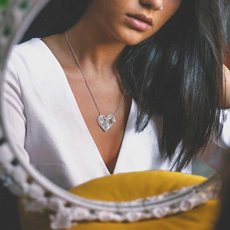 گردنبند قلب و مروارید 