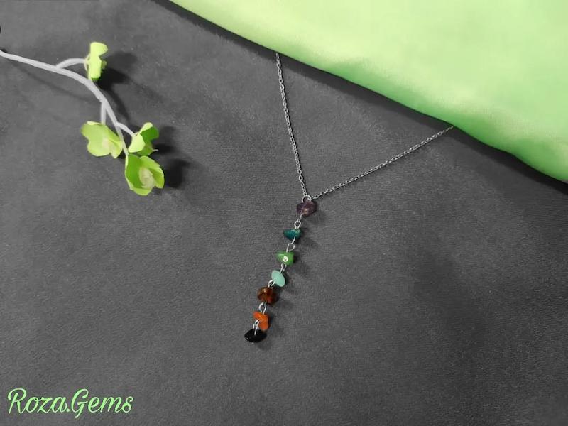 گردنبند استیل نامنظم هفت چاکرا