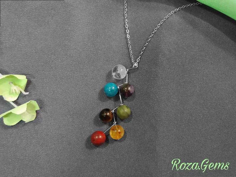 گردنبند استیل زیگزاگی هفت چاکرا