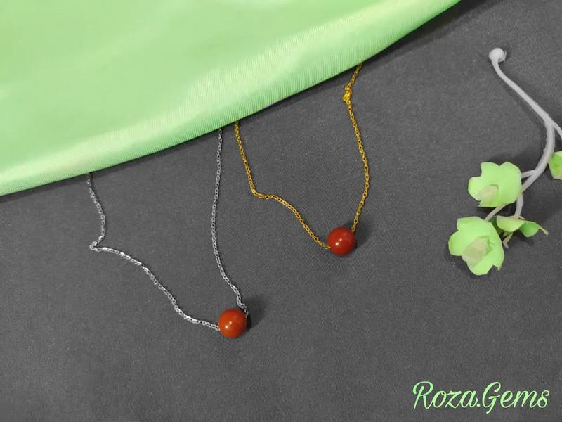 گردنبند استیل جاسپر سرخ