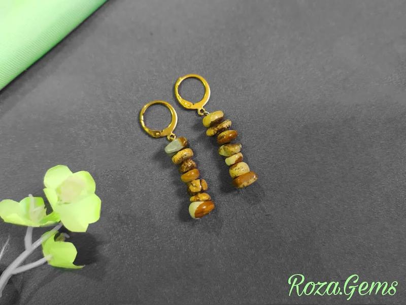 گوشواره استیل نامنظم جاسپر چوب