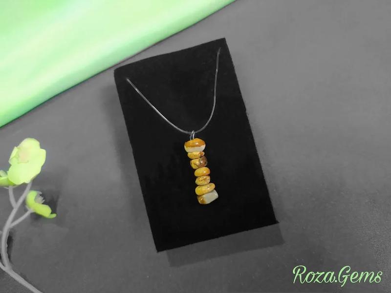 گردنبند نخ نامرئی جاسپر چوب