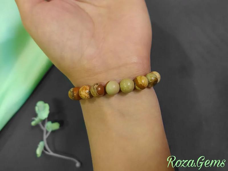 دستبند تمام سنگ جاسپر چوب