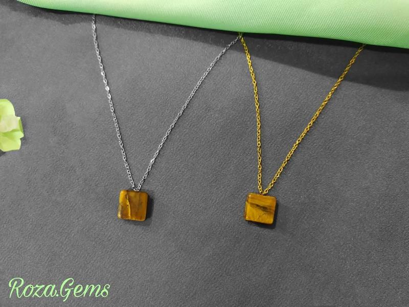 گردنبند استیل مربعی چشم ببر