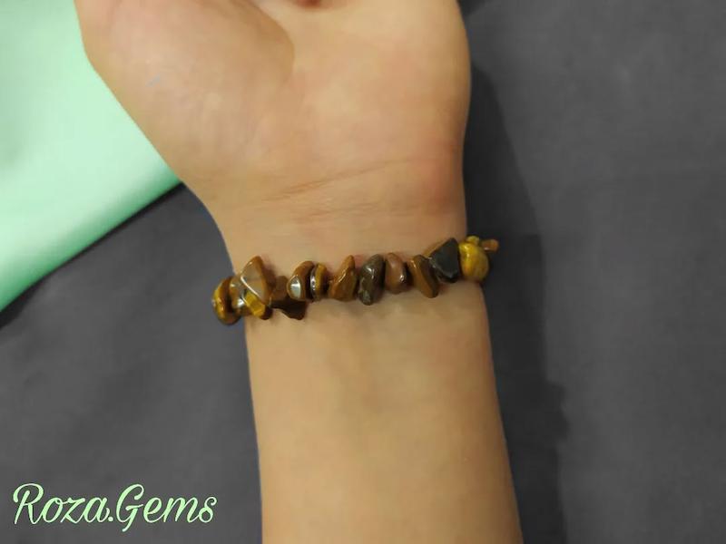 دستبند تمام سنگ نامنظم چشم ببر