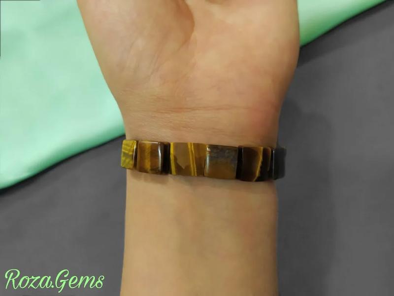 دستبند تمام سنگ مربعی چشم ببر